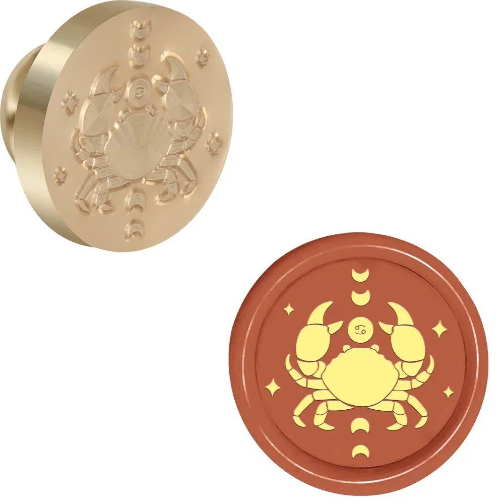 12 Zodiac Signs Round Wax Stamp with Removable Brass Head for Envelopes, Birthday Cards, Notes, and Gifts - Decorative (Imported)