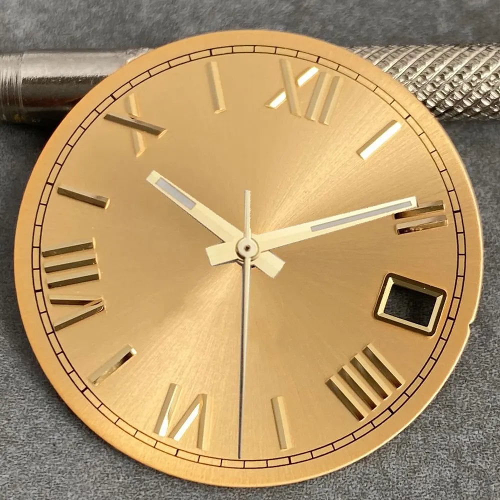 MATELION 29mm Steel Roman Numeral Sunburst Dial with Black, Blue, Gold, or Silver Dial, Compatible with NH35 and NH36 Automatic Diver Men's Watches, Parallel Import