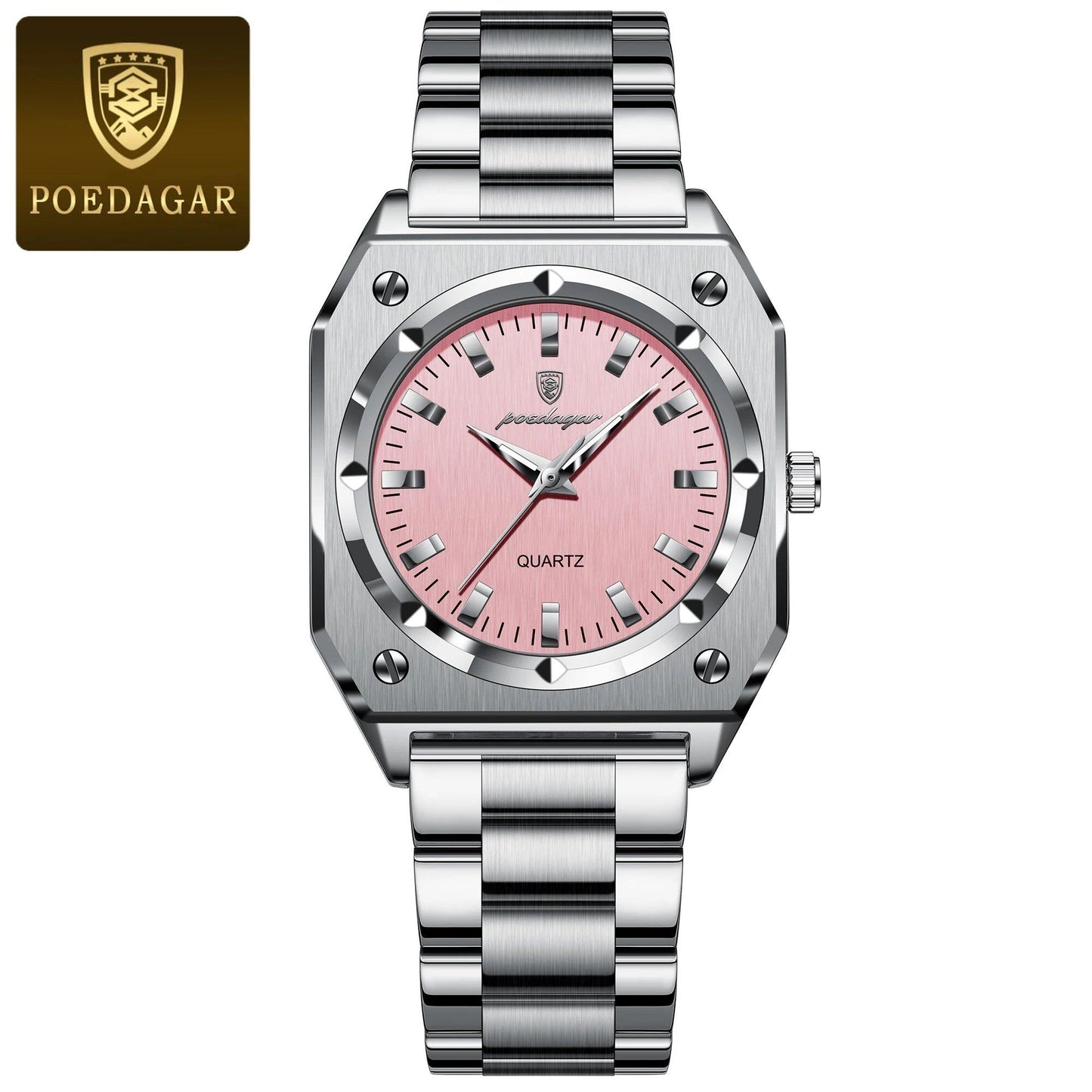 POEDAGAR Luxury Elegant Square Women's Watch, Waterproof, Luminous, Stainless Steel Quartz Movement, Gift Box Included, Color: 788, Parallel Import