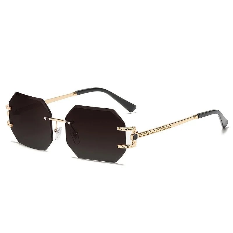 Hip Hop Style Rimless Geometric Sunglasses, Unisex Fashion Streetwear Eyewear with Clear Lenses and PC Frames, Trendy Gift, Parallel Import