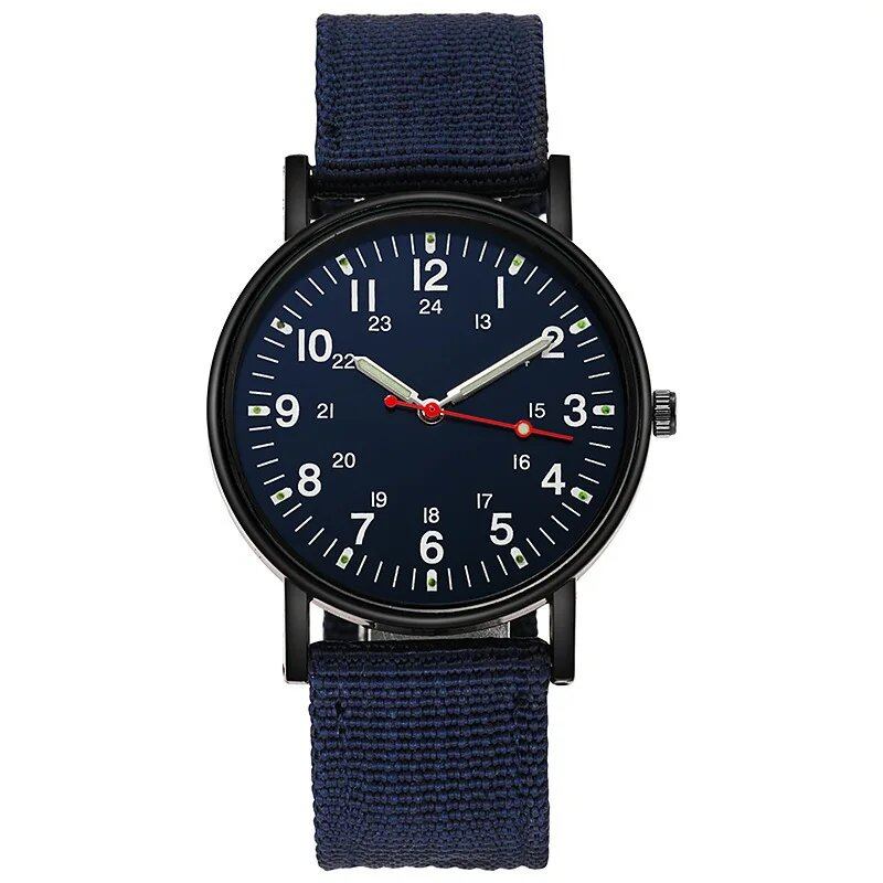 YIKAZE Military Men's Watch, Waterproof and Shock-Resistant, Military Sports Watch with Canvas Strap, Simple Outdoor Quartz Movement, Parallel Import