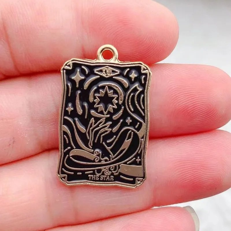 Set of 10 Tarot Card Charms, Magical Divination Craft Metal Charms Pendants for DIY Earrings, Bracelets, Jewelry Making, Handmade Crafts, Metal Color: Parallel Import