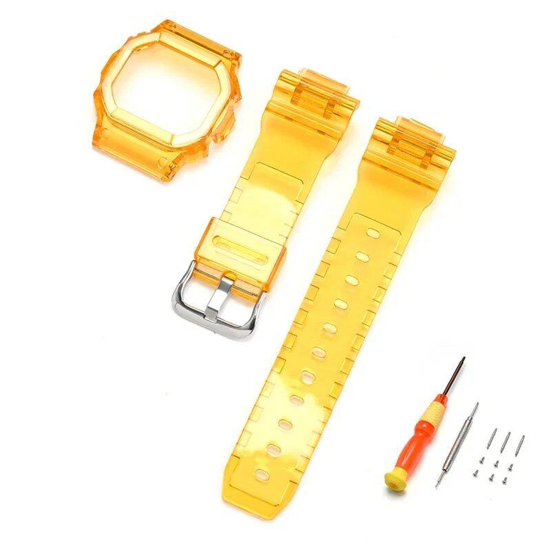 Transparent Rubber Silicone Protective Case Strap Watch Band Bracelet for Casio G-Shock DW-5600, DW-5000, GW-M5610, and GLX-5600, Band Color: 0 Series, Parallel Import