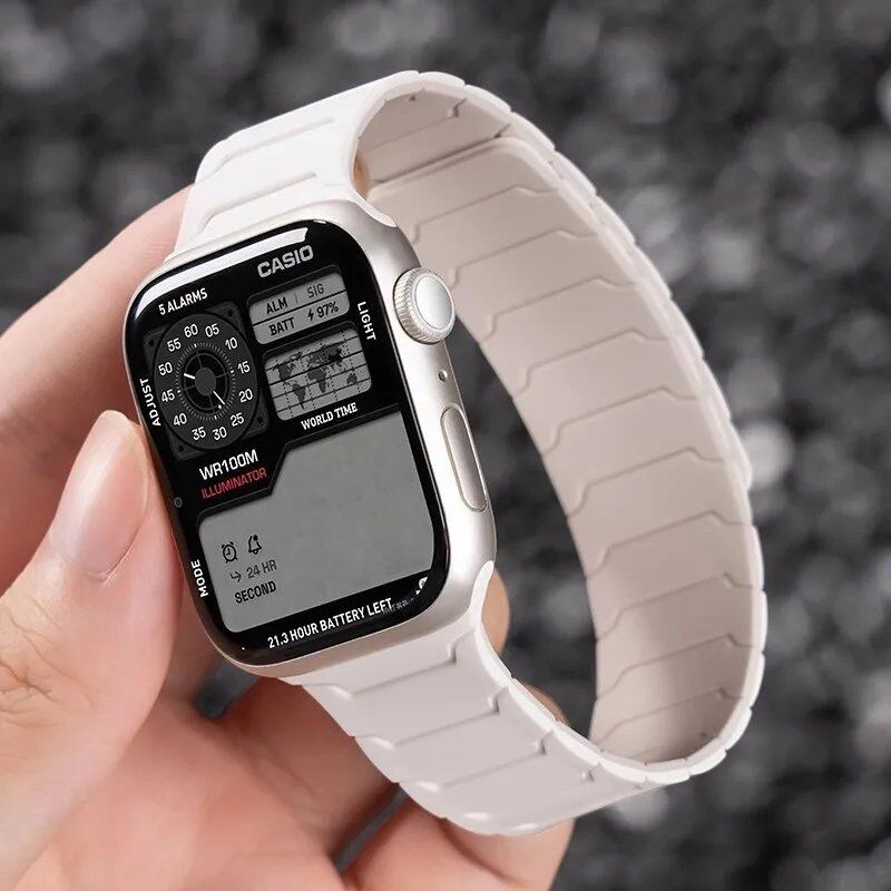 Silicone Band with Magnetic Strap for Apple Watch, Compatible with 46mm, 42mm, 49mm, 45mm, 41mm, 44mm, and 40mm Watches, iWatch Ultra 2/Series 10/9/8/7/6/SE/5/4/3, Band Color: mm, Parallel Import