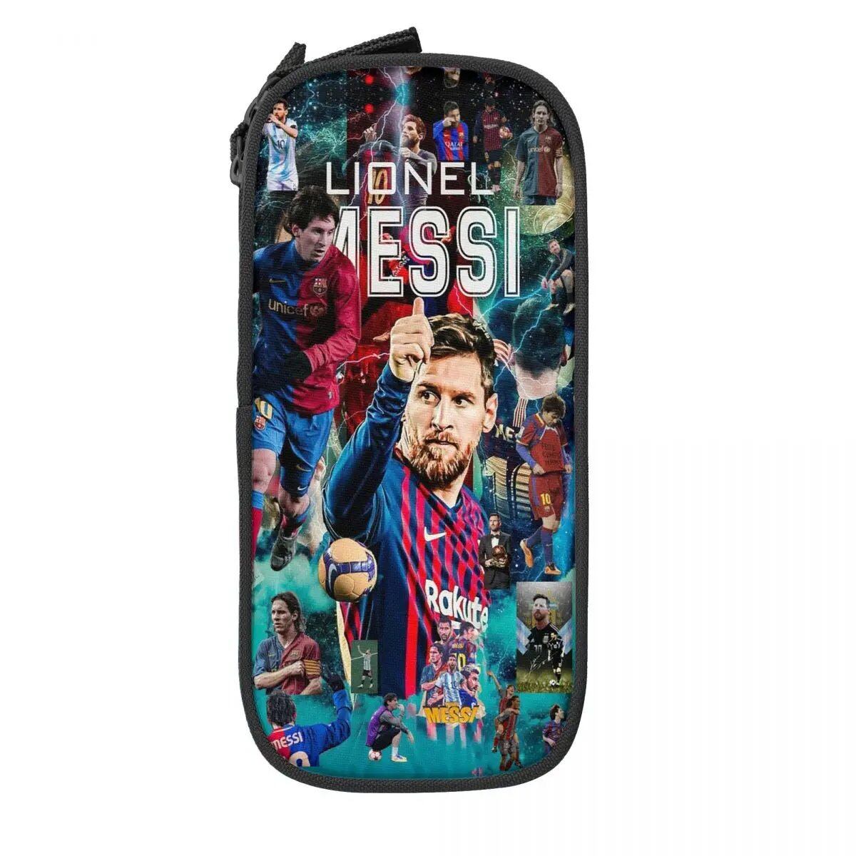 Soccer Messi Pencil Case, Large Capacity, Student Pencil Case, Stationery, School Supplies, Makeup Pouch, Size: L; Parallel Import