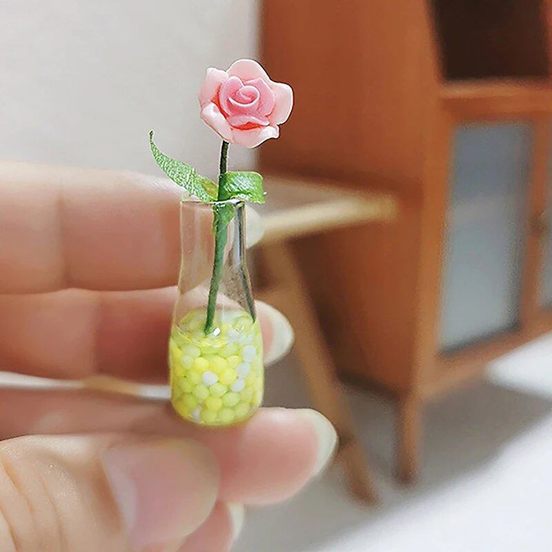 1/12スケール ドールハウス用 ミニチュア観葉植物 盆栽 フェイクフラワーバスケット ドールアクセサリー ミクロランドスケープ 情景モデル 並行輸入品