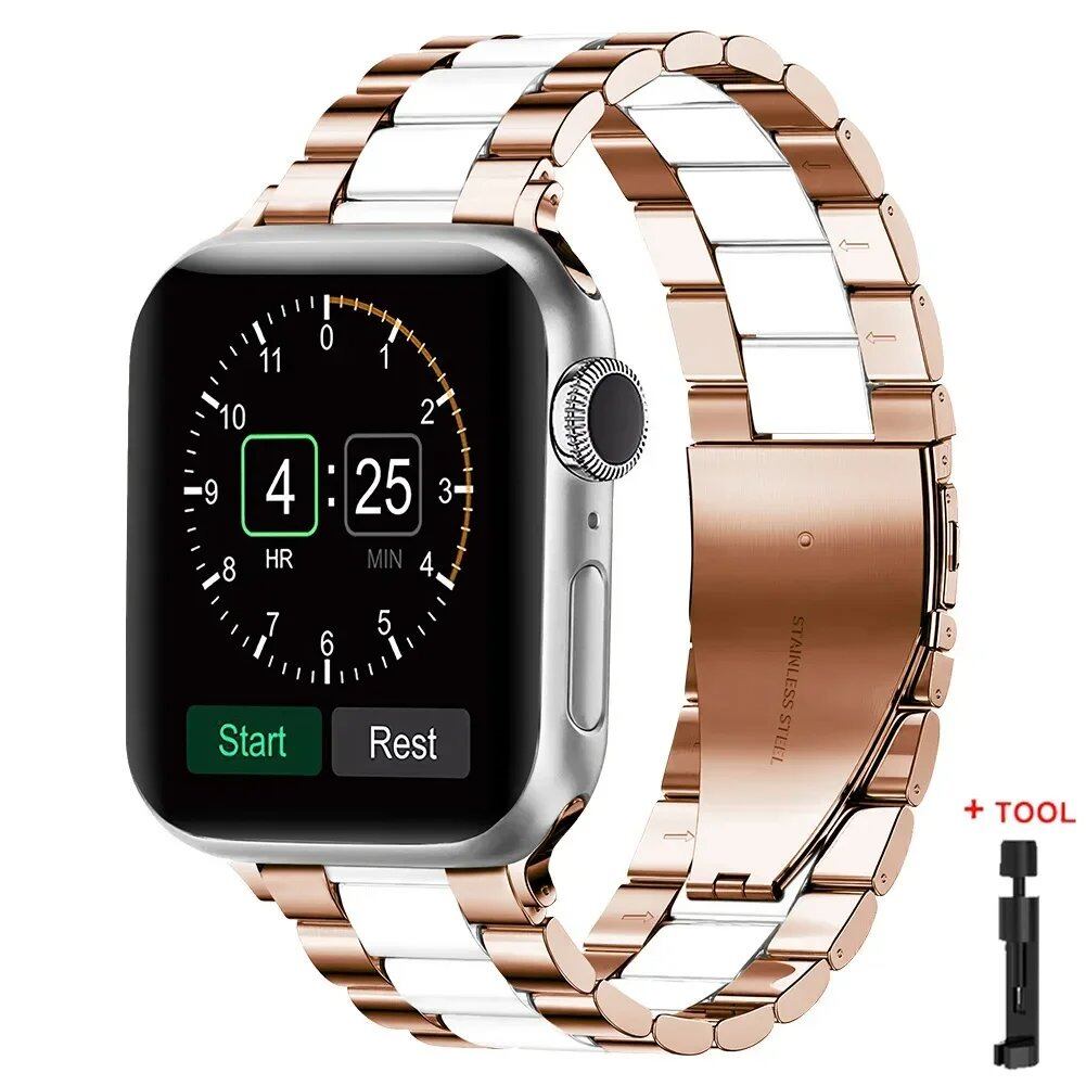 Stainless Steel Metal Band for Apple Watch Ultra 2 (49mm), S10 (46mm), 42mm, 45mm, 41mm, and 44mm - Compatible with iWatch Series 10, 9, 8, 7, SE, 6, 5, 4, and 3. Band Color: Imported