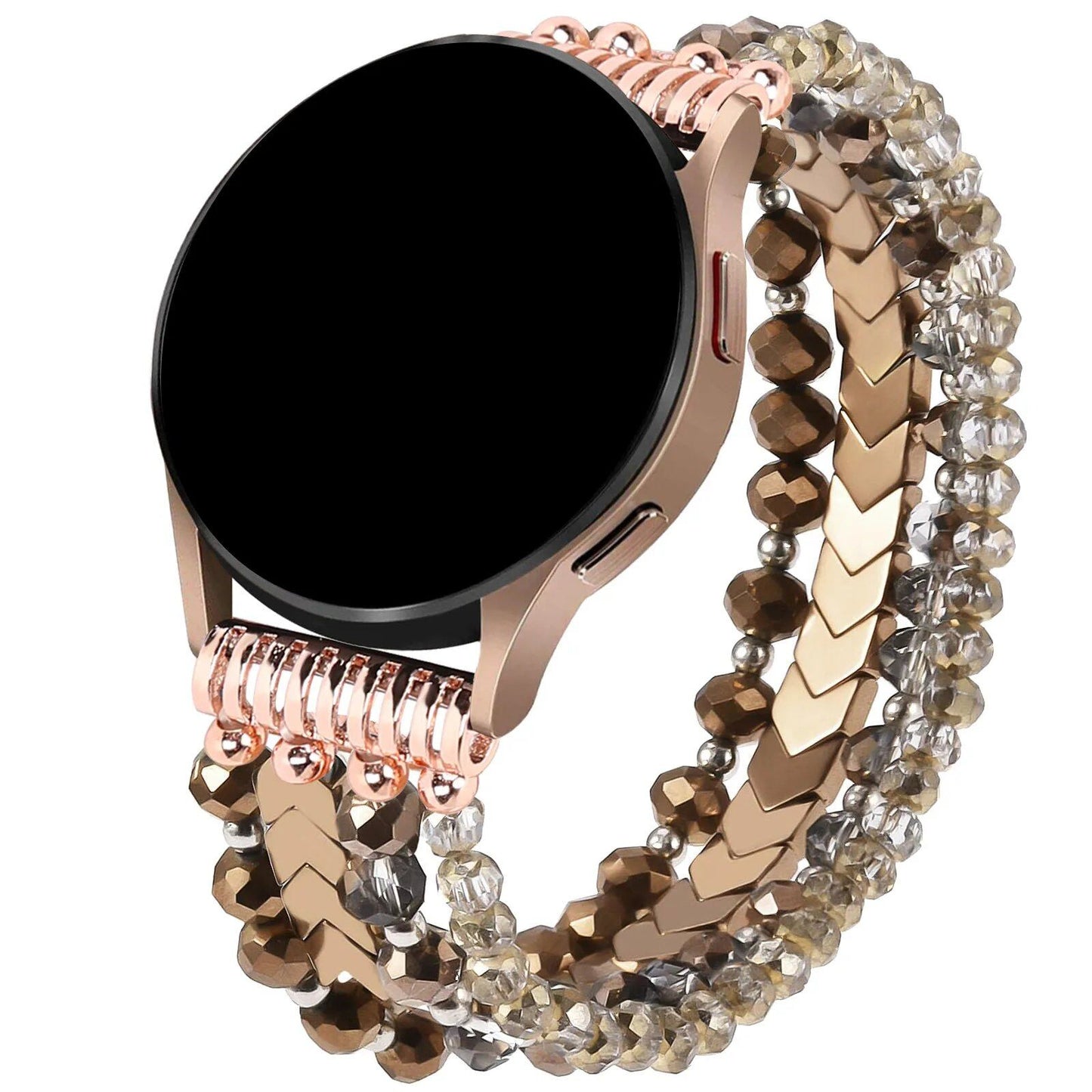 20mm Handmade Fashion Elastic Crystal Beaded Band for Samsung Galaxy Watch 6/5/4 (40mm/44mm) and Galaxy Watch Active 2 (42mm/46mm) - Women's Band Color: Parallel Import
