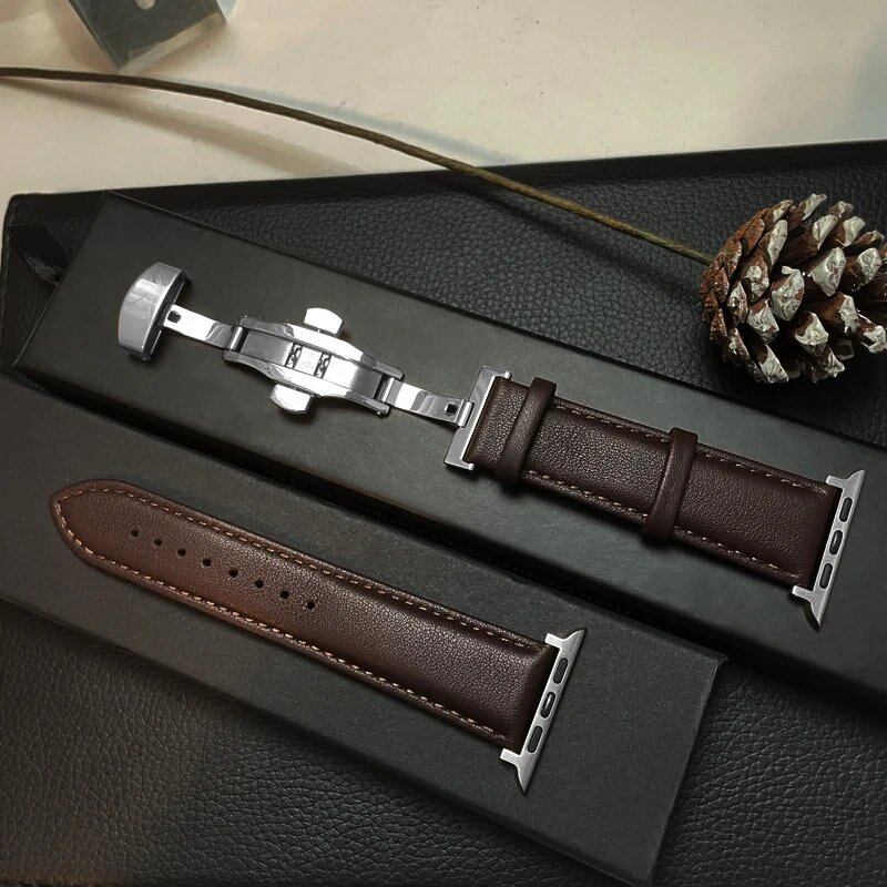 Genuine Leather Apple Watch Band, Compatible with iWatch Series 3/5/SE/6/7/8/9/Ultra 2/10, 45mm, 41mm, 44mm, 40mm, 46mm, and 49mm. Band Color: mm. Ships from: Parallel Import.