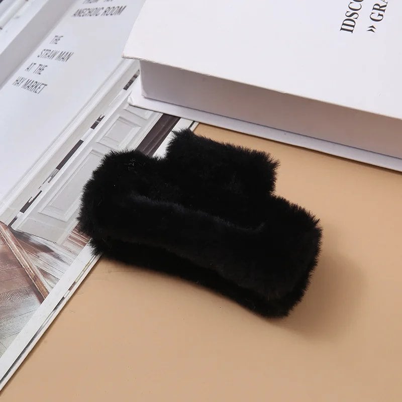 10.5cm Plush Square Hair Claw Clip, Korean Style Simple Multi-Grab Clip, Stylish Shark Clip, Hair Accessory for Women, Parallel Import