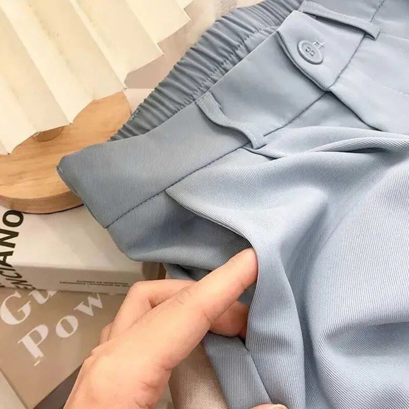 Women's Fashionable Elastic High-Waisted Casual Pants for Fall/Spring Black Suits, Simple Korean Style, Office Pants, Size 2023 (Parallel Import)