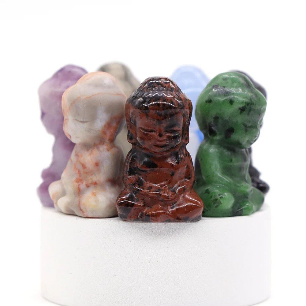 1.2-inch Mini Buddha Statue, Natural Stone Carving, Healing Crystal, Power Stone, Spiritual Craft, Good Luck, Furniture, Interior Accessories, Home Decor, Bulk Sale, Wholesale Size: 1 Piece; Parallel Import
