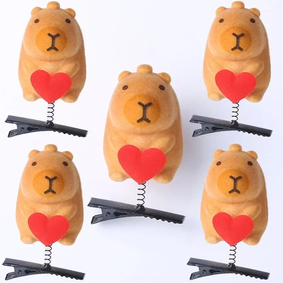 10-100 Pieces Heart-Shaped Sunglasses 3D Capybara Plush Hairpins, Stylish and Cute Capybara Hair Clips, Accessories, Headwear, Wholesale Size: Parallel Import