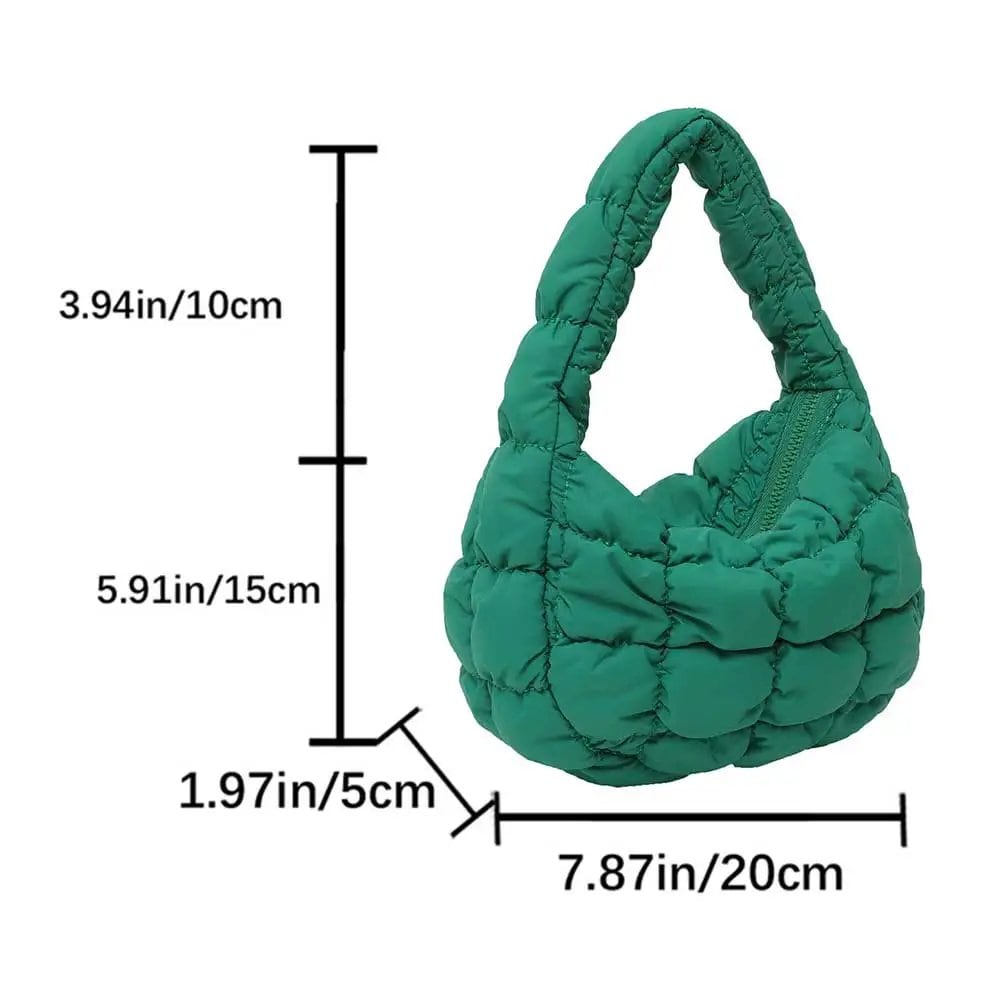 韓国風ひだ飾りソリッド脇バッグ チェキントキルト 女性用小型ハンドバッグ バブル刺繍レディースショルダーバッグ 冬用コットントートバッグ ;発送元: 並行輸入品
