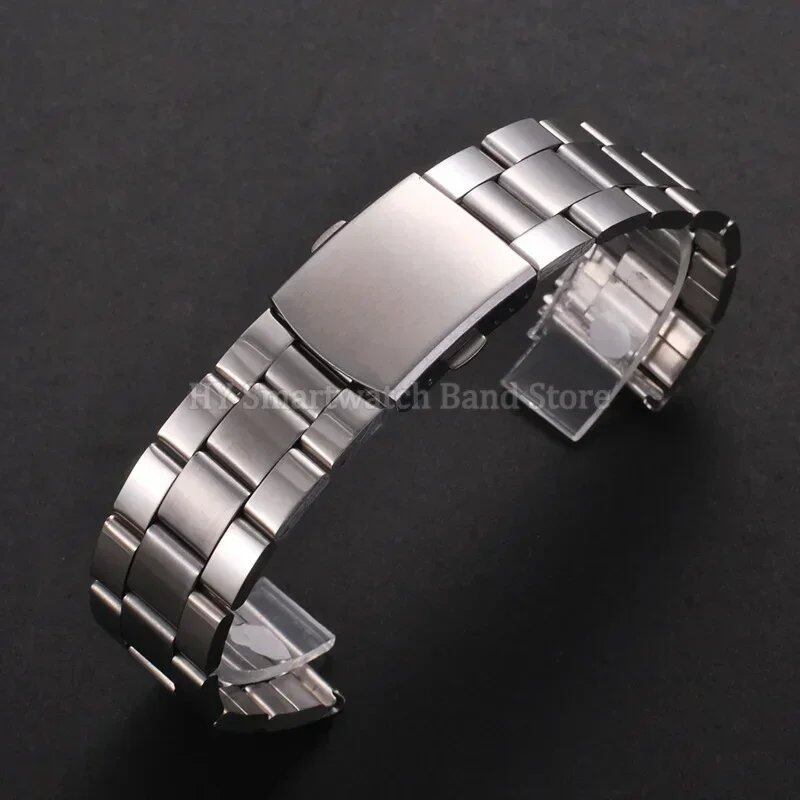 18mm, 20mm, 22mm Stainless Steel Watch Band Replacement for Men and Women, Sports Wristband, Heavy-Duty Folding Buckle, Bracelet Accessory, Band Color: Silver, Parallel Import