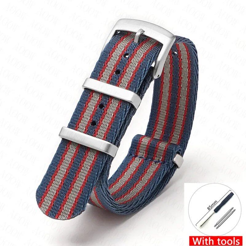 Nylon Strap for Omega Moonwatch, Speedmaster, and Seamaster 300 - Seiko 18mm, 20mm, 22mm, and 24mm Men's Sports Canvas Watch Bracelet, Band Color: mm, Parallel Import