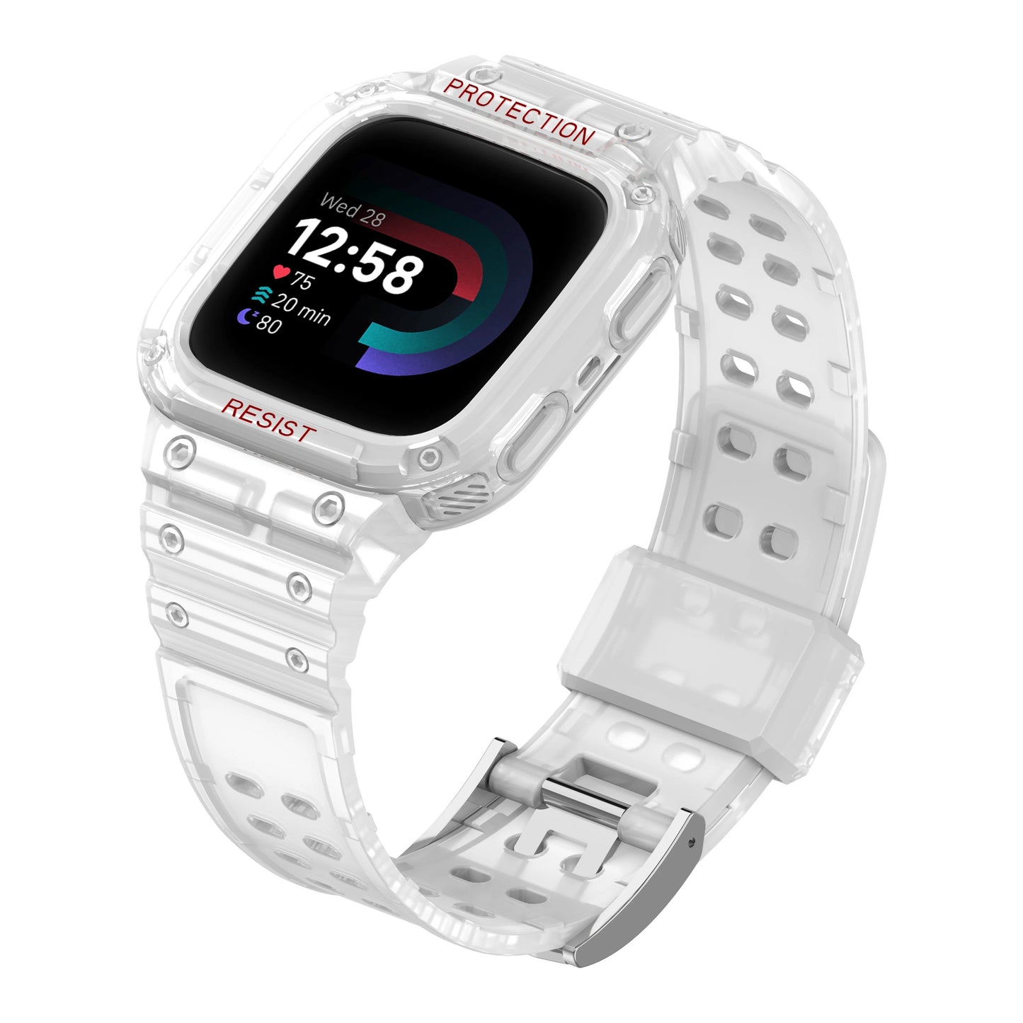 All-in-one strap with protective case for Fitbit Versa 1234 - Versa Lite/Sense compatible TPU drop-resistant sports replacement band. Band Color: Parallel Import