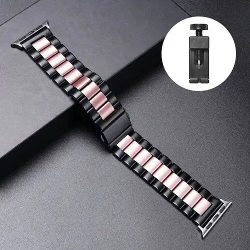 Stainless steel metal band bracelet for Apple Watch Ultra 2/Series 10, 9, 8, 7, 6, 5, and 4 (38/40/41/42/44/45/46/49mm) Band Color: mm Parallel Import