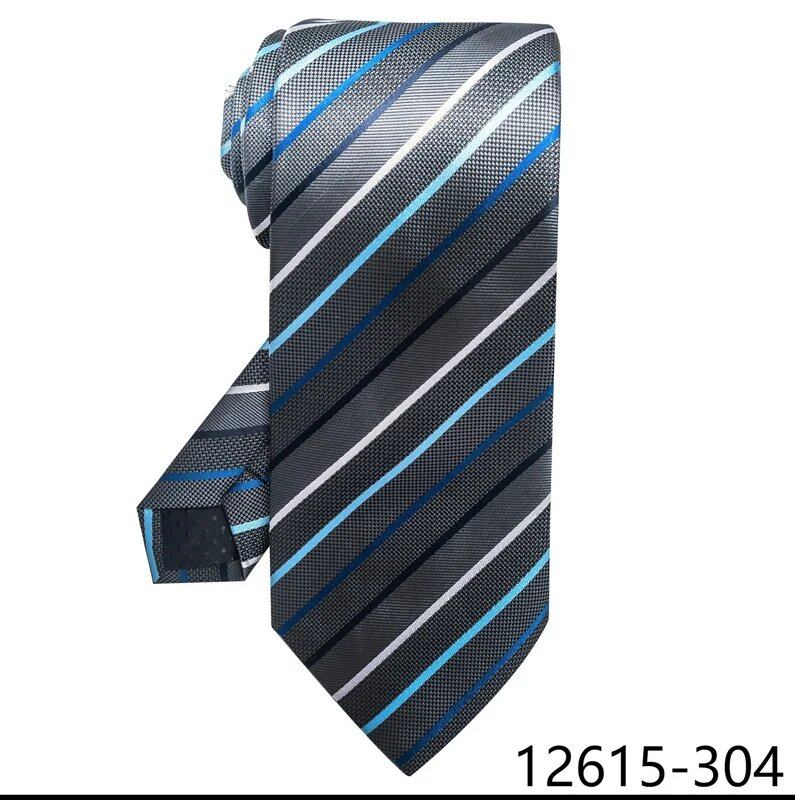 Classic Gray Check 8cm Silk Tie for Men, Perfect for Suits, Weddings, Business, Work, Birthdays, and More. Parallel Import.