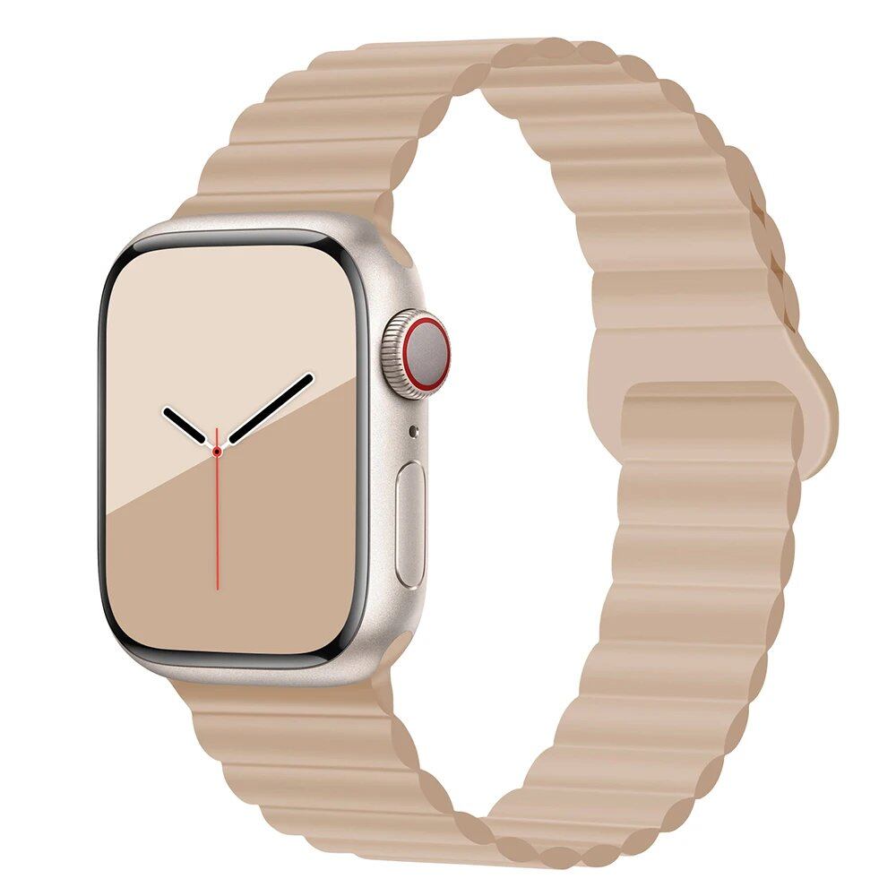 Silicone Loop Magnetic Strap for Apple Watch - Compatible with iWatch Series 8/SE/6/7/Ultra 2/9/10 (44mm/40mm/45mm/49mm/41mm/42mm/46mm) - Band Color: mm; Ships from: Parallel Import