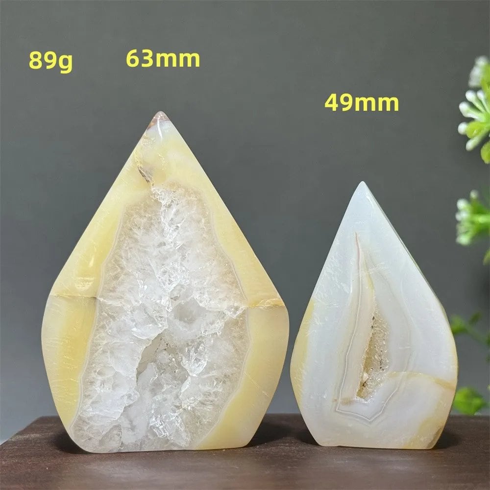 Natural Yellow Agate Geode, Freeform Torch, Mineral Energy, Home Furnishings, Meditation, Aura, Prayer, Altar, Gift, Parallel Import