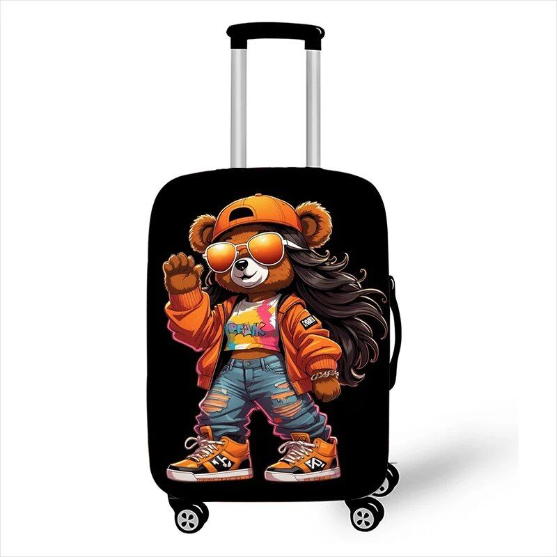 グラフィティ 女性向けクマ人形デザイン 旅行用スーツケースカバー 男女兼用 防塵 伸縮性 トロリーケースカバー サイズ: 並行輸入品