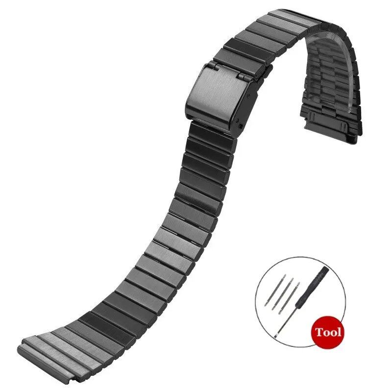 CASIO F-91W/A158/A159/A168/A169/B650/AQ230/AE500W用 ヴィンテージ風ウォッチバンド 18mm/20mm 超薄型ステンレススチールストラップ メタルブレスレット バンドカラー:mm 並行輸入品
