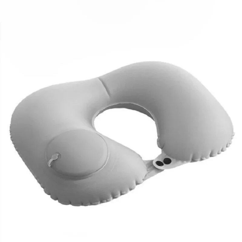 (1) Portable Air Pillow, U-Shaped Neck Pillow for Travel, Made of TPU, Foldable, for Outdoor Use, Gray, Parallel Import