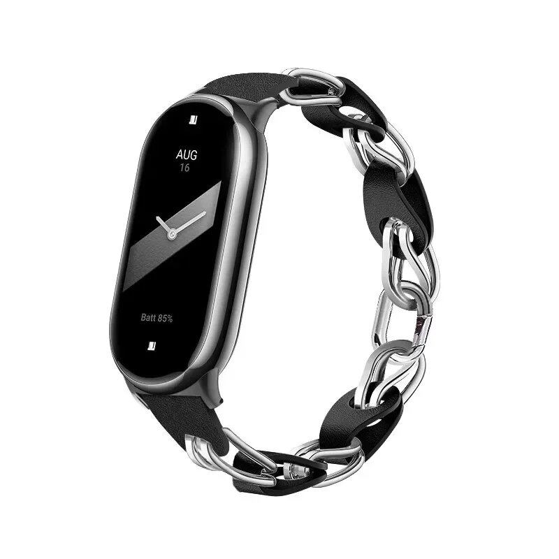Original Stainless Steel Strap for Xiaomi Mi Band 9 - Fashionable Metal Bracelet for Mi Band 8/NFC Compatible Quick Release Replacement Band, Band Color: Parallel Import