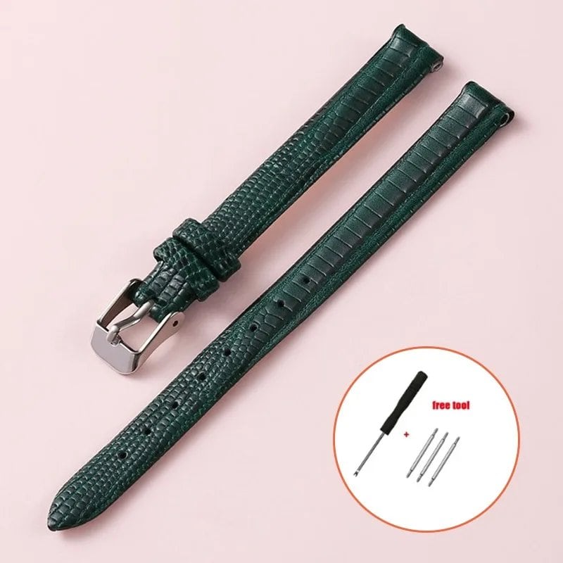 Soft Leather Watch Band, Slim Leather Strap, Unisex, High-Quality Sports Wristband, Available in 8mm, 10mm, 12mm, and 14mm Band Colors, Parallel Import