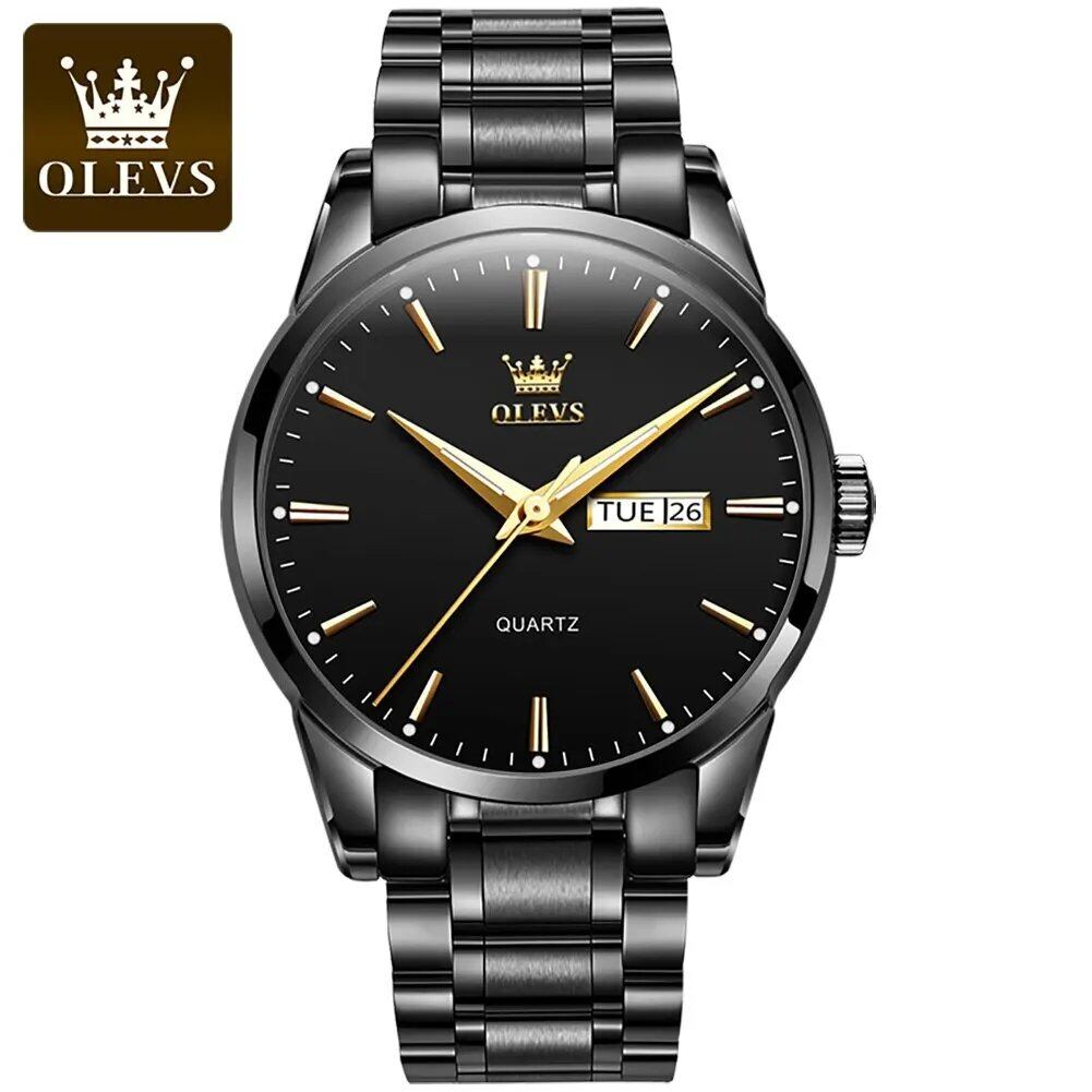 OLEVS クラシックゴールド トップブランド 高級ビジネス 日付表示 防水 夜光 ステンレス メンズ クォーツ リストウォッチ ;カスタマイズ不可 並行輸入品