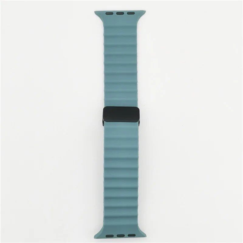 Magnetic Buckle Strap for Apple Watch - Compatible with Ultra 2/SE/Series 3-9, 49mm/45mm/44mm/40mm/41mm/38mm/42mm Silicone Bracelet, Band Color: mm, Parallel Import