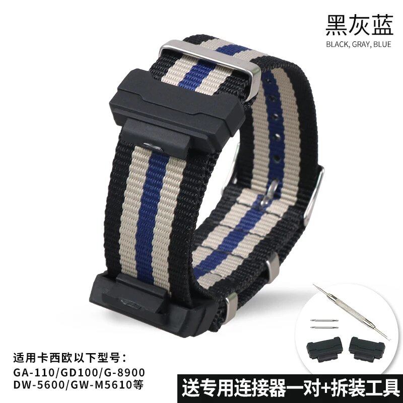 Camouflage Nylon Watch Strap for G-SHOCK - Compatible with CASIO G-SHOCK GA-110/300/DW6900/GD120/G-5600/GW-M5610/GLS8900, Imported