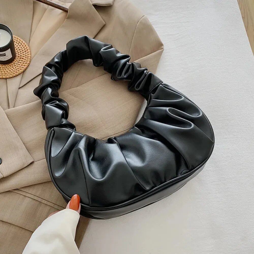 女性向けファッション プリーツハンドバッグ PUクラウドバッグ レジャー用脇掛けバッグ ショッピングショルダーバッグ 餃子型ハンドバッグ レディースハンドバッグ サイズ:28×17×7cm;カラー: 並行輸入品