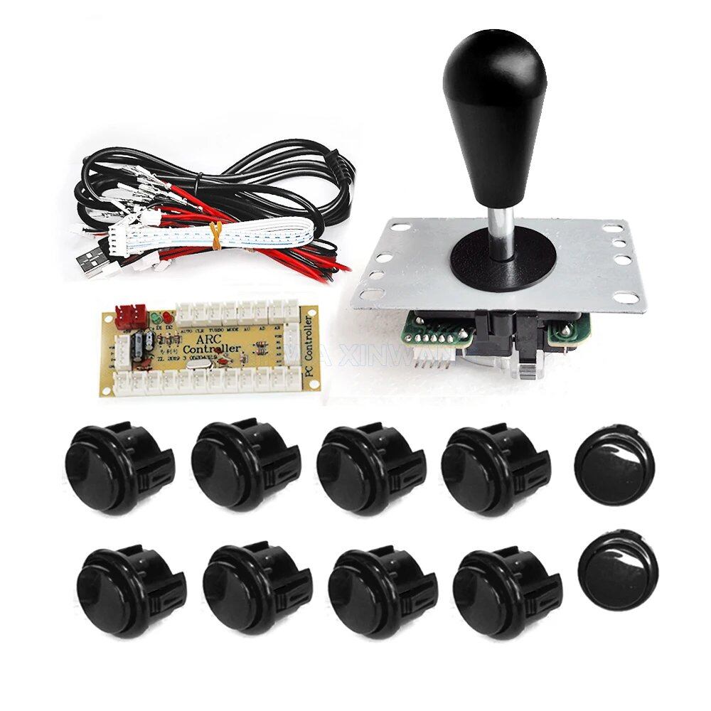 SANWA 8-Way Joystick, Zero Delay USB Controller, DIY Game Arcade Joystick Kit with 24/30mm Push Buttons, for PC and Raspberry Pi, Color: Imported