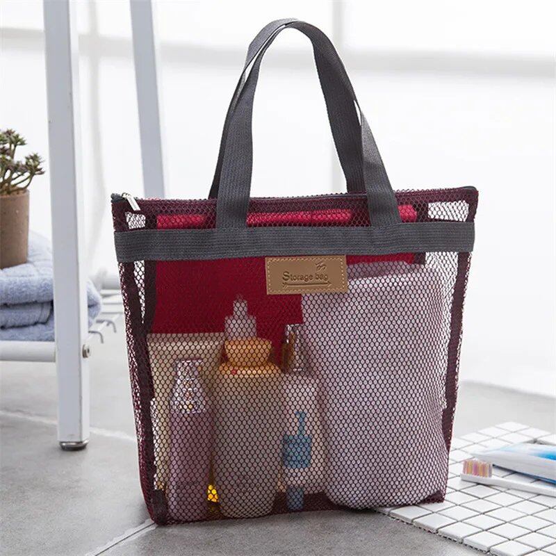メッシュ化粧品・トイレタリーバッグ ハンドバッグ 携帯用旅行洗面ボディシャワーツール収納 ハンギングコスメ収納ポーチ 並行輸入品