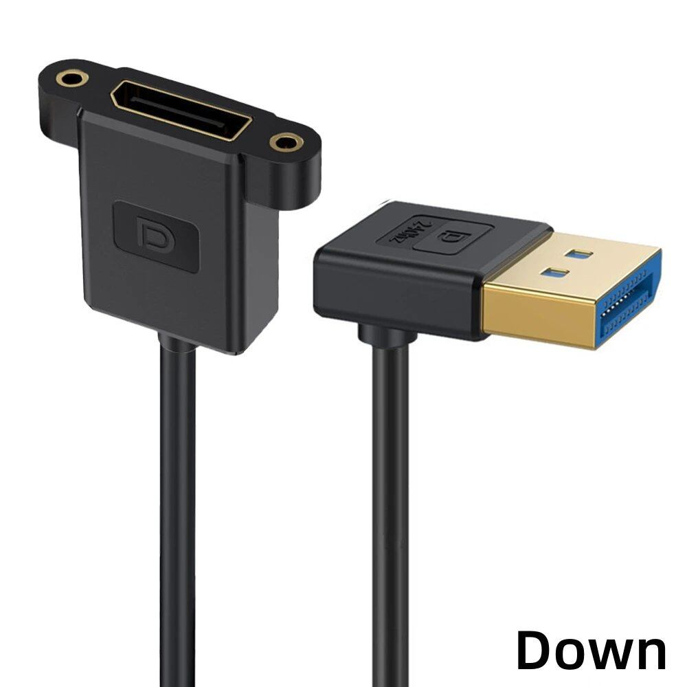 0.3M DisplayPort 1.4 延長パネルマウントケーブル 90度DP上下左右アングル 8K60Hz/4K144Hz対応 薄型コード PCモニター用 並行輸入品