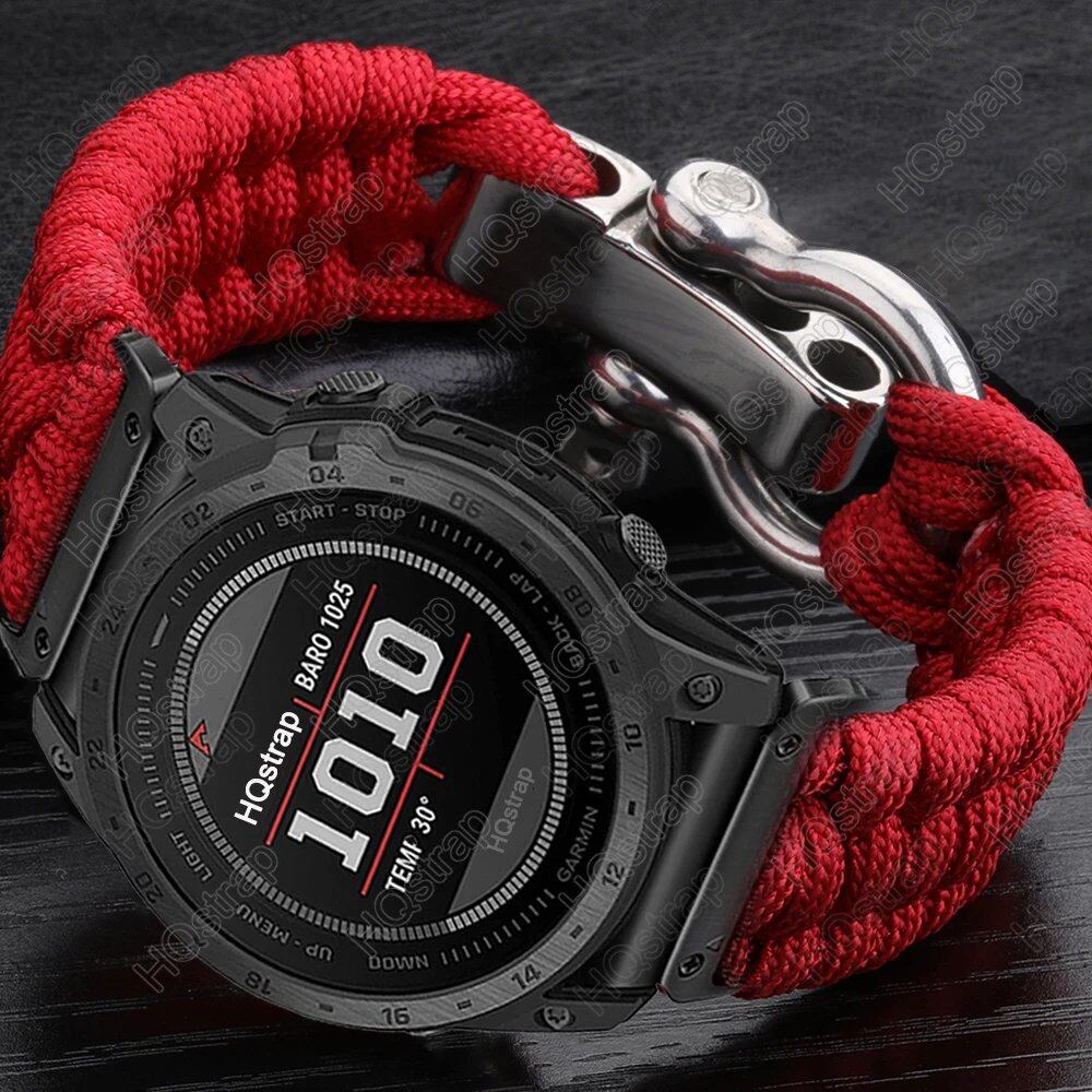 Garmin Tactics 7 Pro, Fenix 7, 6X, 6 Pro, 5X, 5 Plus, 3HR compatible sports braided nylon strap, 26mm, 22mm, 20mm adjustable, Garmin watch band size: 155-165-170mm length; band color: Parallel import