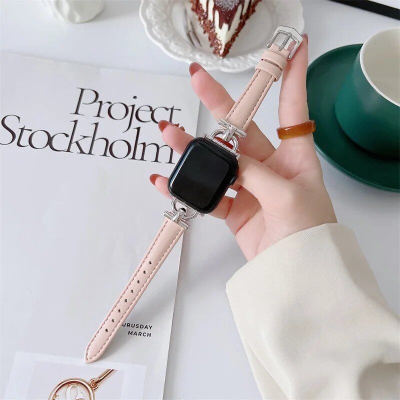 Genuine Apple Watch Leather Strap, Compatible with iWatch Series 8/7/6/SE/5/4/3, 44mm, 41mm, 45mm, 38-42-40mm, Ultra, and 49mm Bands. Parallel Import.