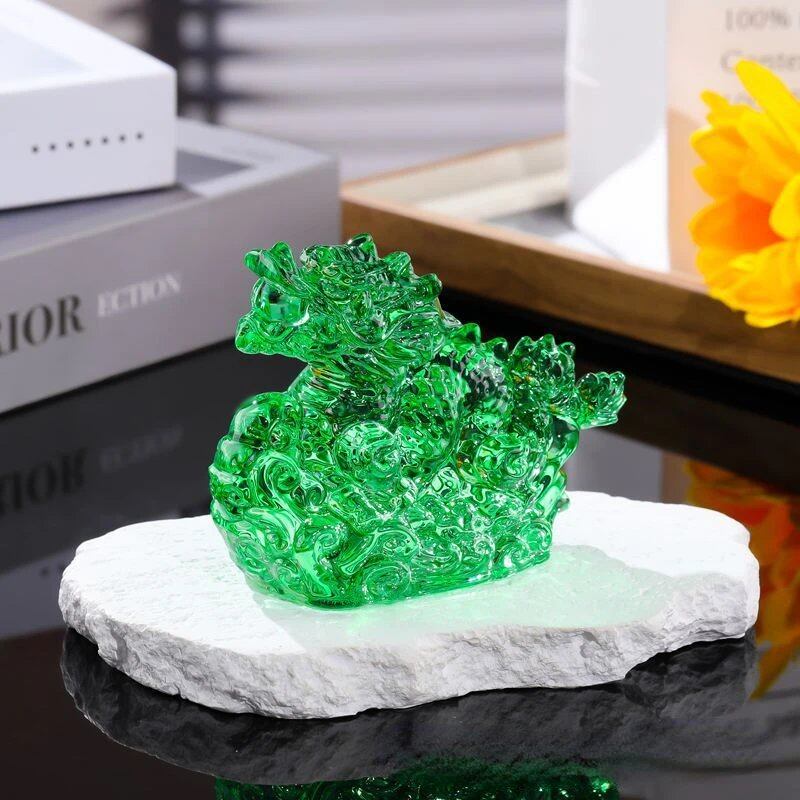 Crystal Dragon Figurine, Glass, Feng Shui, Zodiac, Auspicious Charm, Miniature, Divine Beast, Paperweight, Decor, Collectible, Craft, Parallel Import