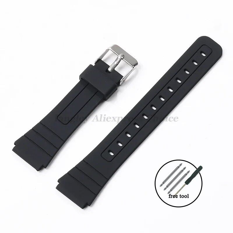 Silicone Bracelet Watch Strap for Casio, Compatible with 12/14/16/18/20/22mm Watches (W800H, SGW400, F91W, F84, F105/108, A158/168, AE1200/1300), Resin Strap, Band Color: mm, Parallel Import