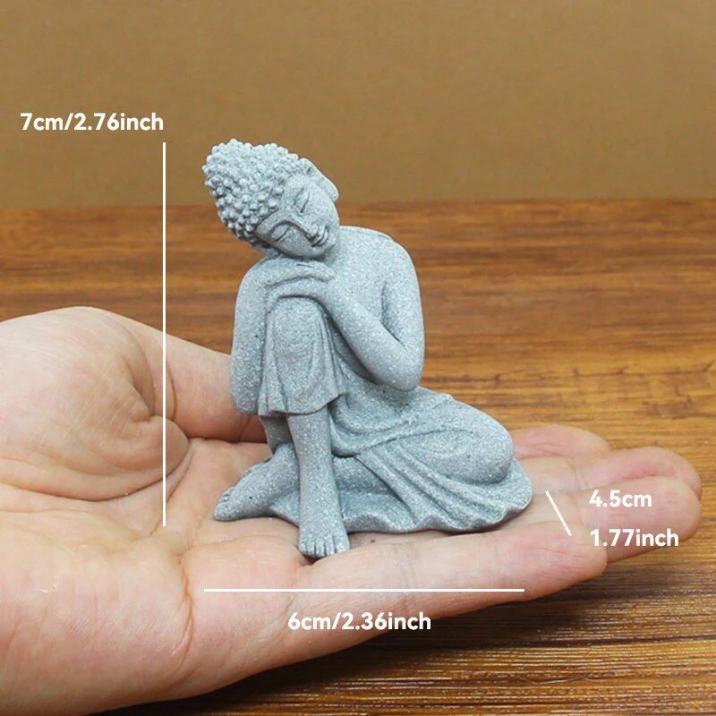石仏像 小さな僧侶 チベット仏教フィギュア 禅ガーデン ヨガオーナメント 瞑想 ホームアクアリウム装飾 並行輸入品