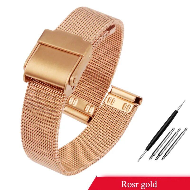 Milan Mesh Watch Strap for Casio, Silver and Gold, Retro Style, Women's, Stainless Steel, 13mm and 14mm, Compatible with LA670, LA680, and LA690, Band Color: mm, Parallel Import