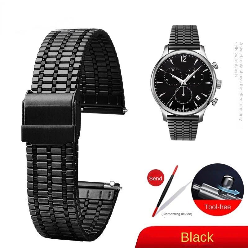 18mm, 20mm, 22mm Stainless Steel Quick Release Spring Bar Men's Watch Band with Safety Buckle, Bracelet Accessory, Sizes: Parallel Import