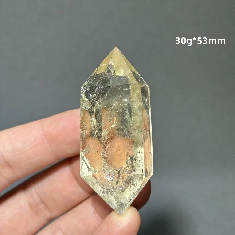 Natural Clear Citrine Double Tip Energy Bar, Reiki Healing Crystal Point, Garden Home Decor, Meditation, Spiritual Color, Parallel Import