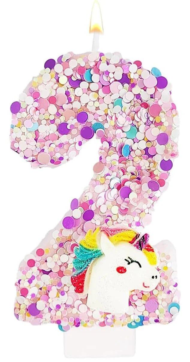 0-9 Number Birthday Candles, Happy Birthday Cake Candles, Unicorn Theme Party Supplies (Parallel Import)