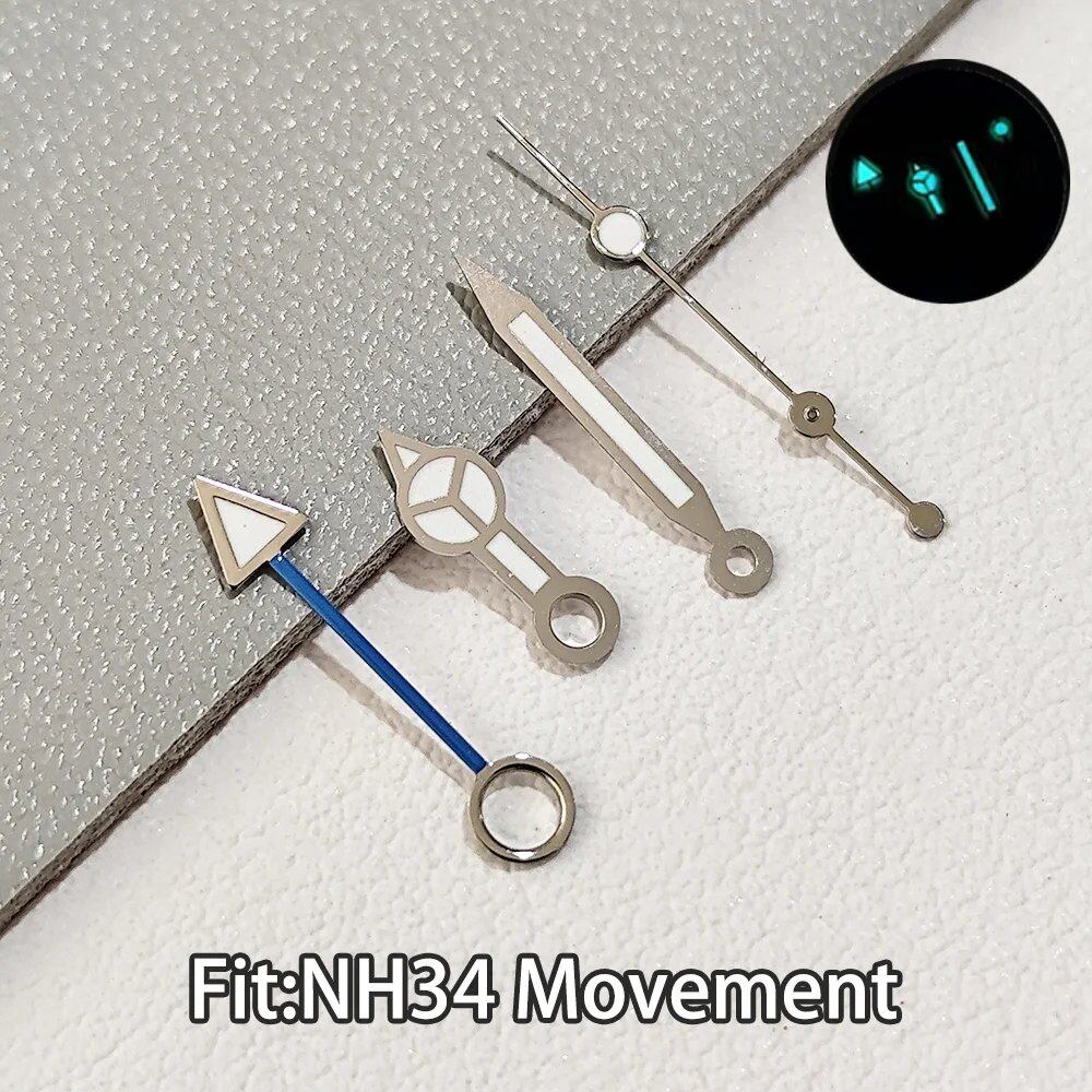 NH34 GMT Hand, Blue-Green C3 Luminous Hand Part, Compatible with NH34 Automatic Movement, Hand Accessory, Parallel Import