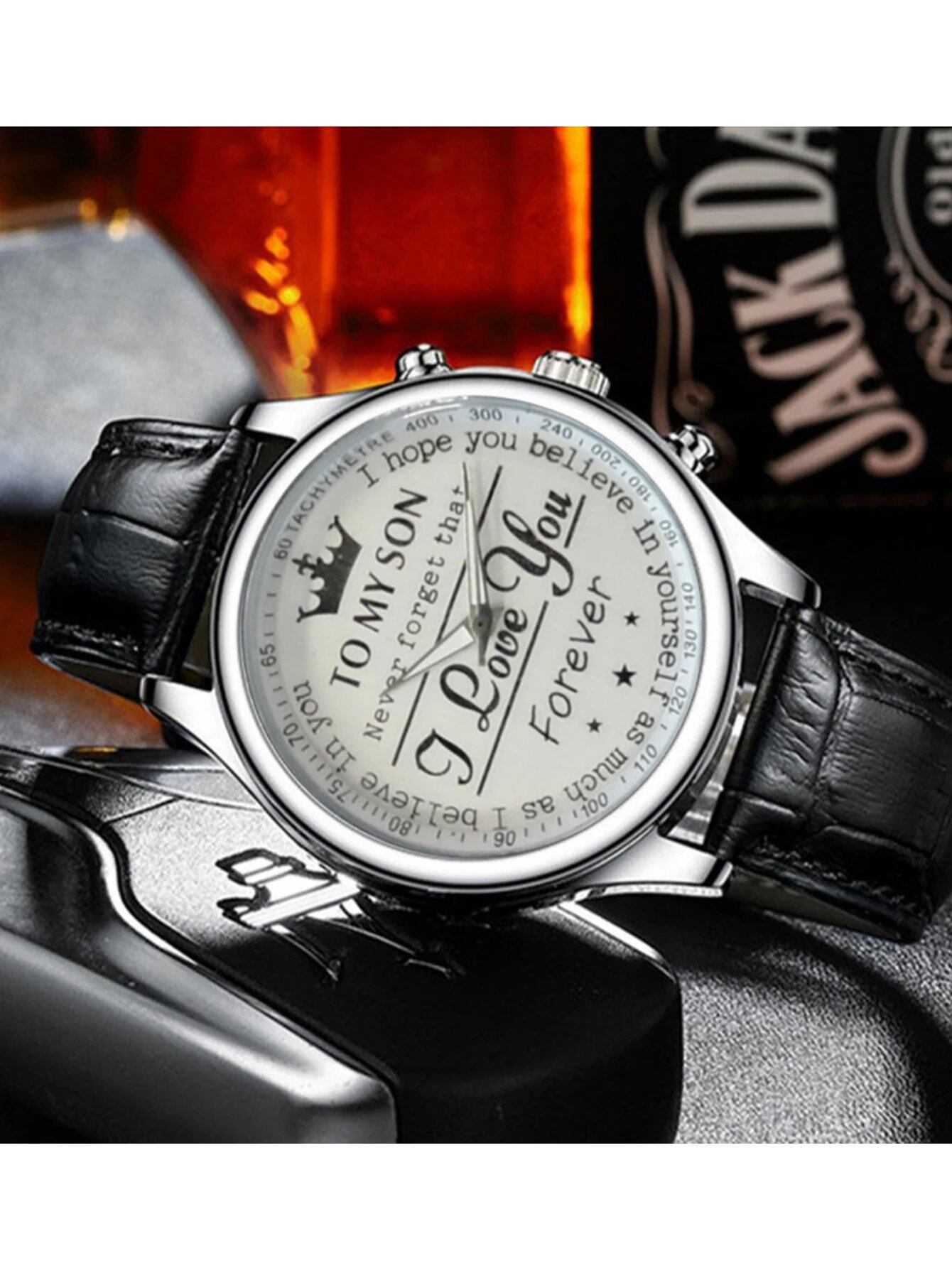 Business Love English Crown Dial Threaded Wire Strap Quartz Watch, Color: Black, Parallel Import