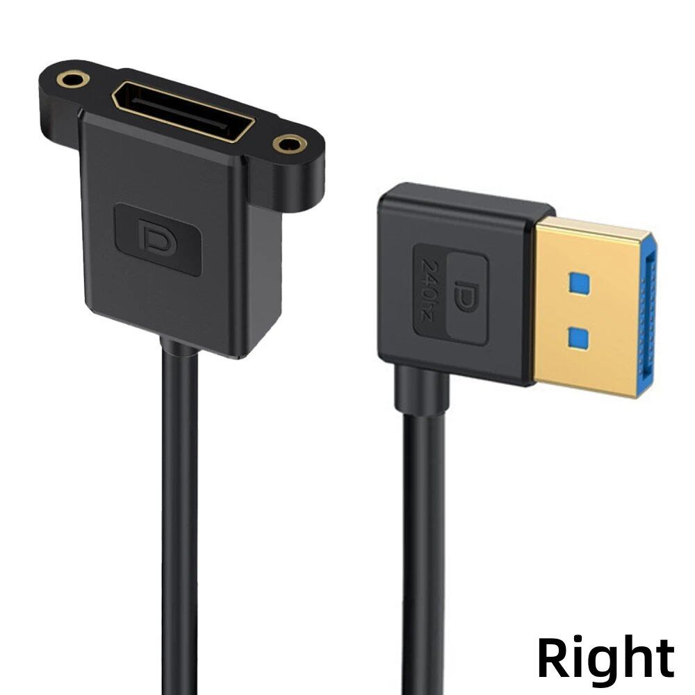 0.3M DisplayPort 1.4 延長パネルマウントケーブル 90度DP上下左右アングル 8K60Hz/4K144Hz対応 薄型コード PCモニター用 並行輸入品