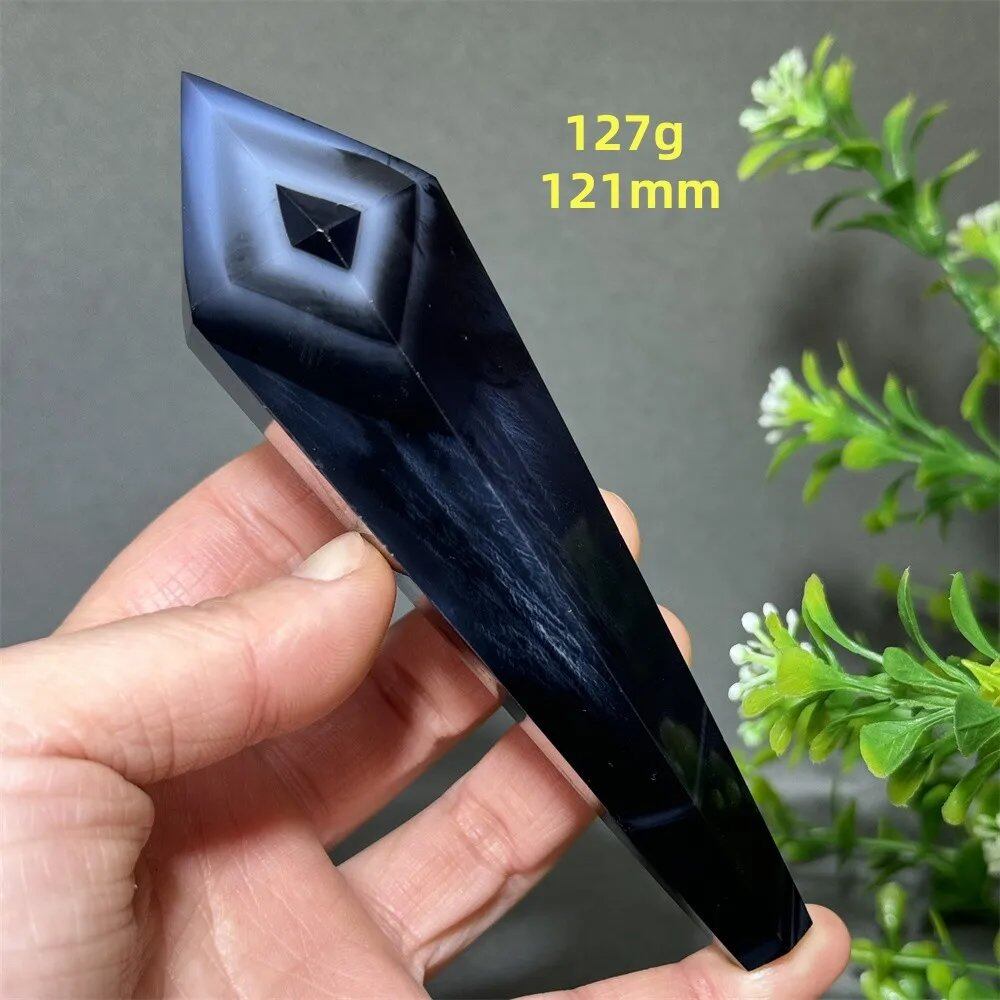 天然ブラックオニキスチップ セプター 超パワー レイキエネルギー チャクラ スピリチュアルヒーリング ウィザード ウィッチクラフト 瞑想 ホームデコレーション ギフト カラー: 並行輸入品